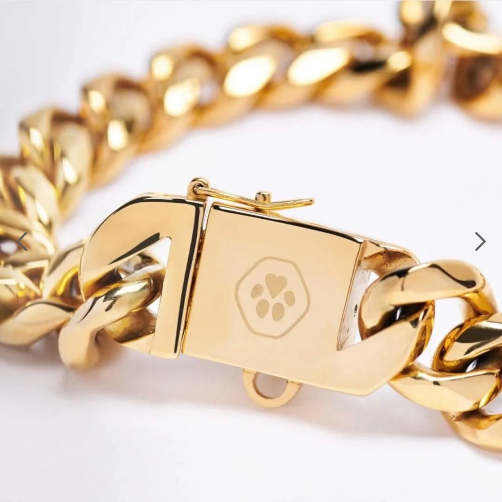 Spark Paws Cuban link gold chain necklace / dog collar NWOT - Picture 5 of 6